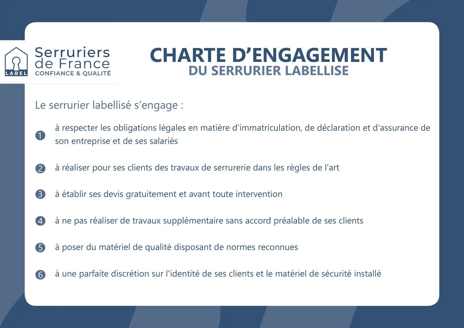 Image description de la charte de serrurier de france